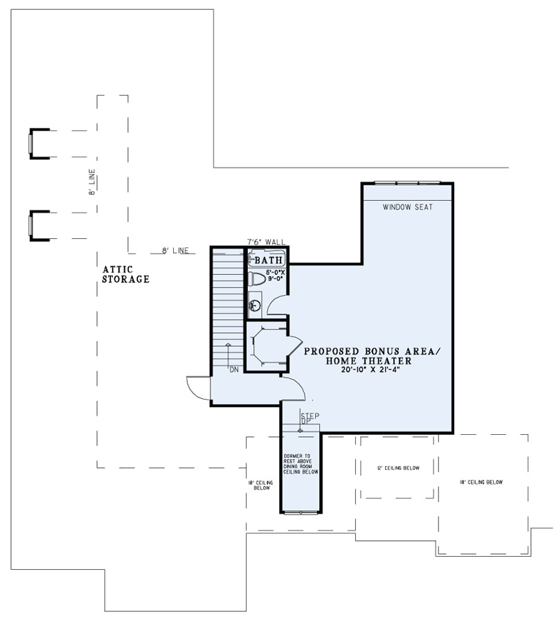 House Plan NDG 1423 Upper Floor/Bonus Room