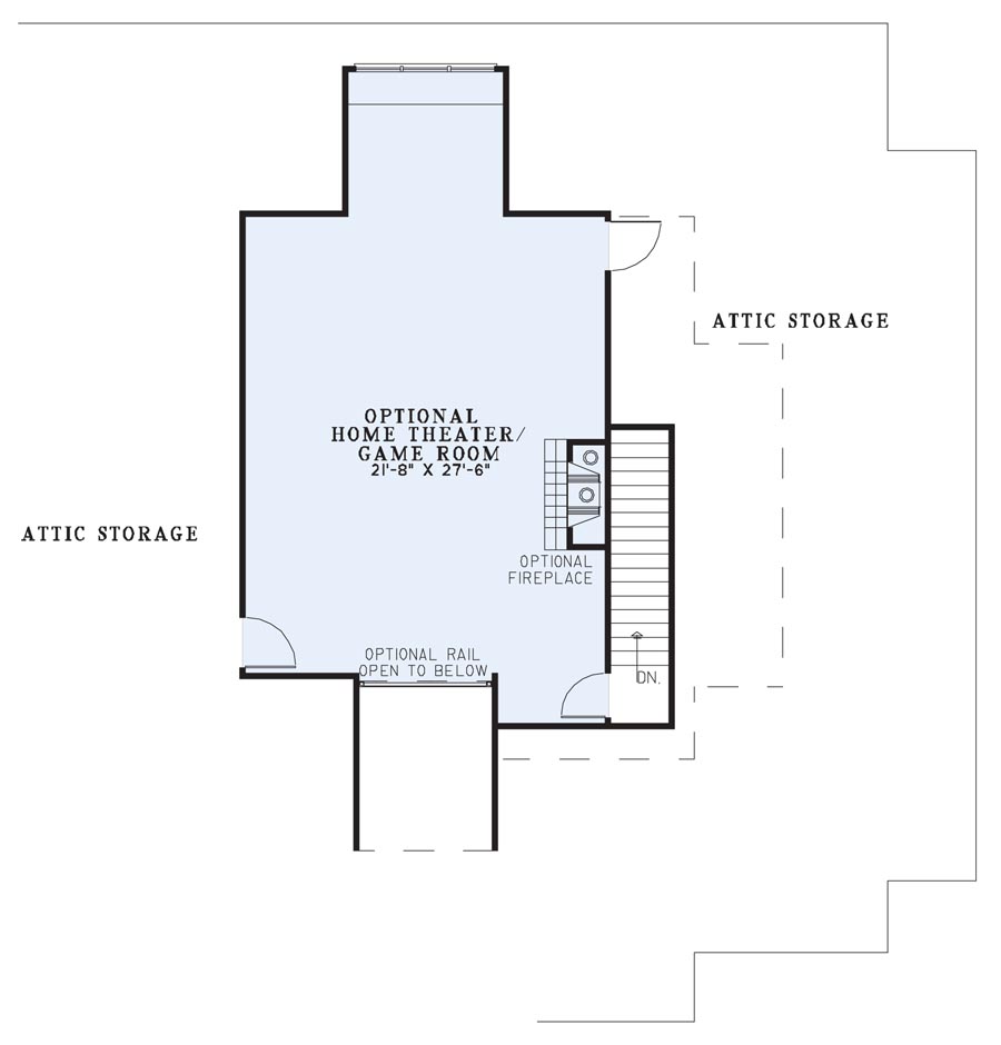 House Plan NDG 1147 Upper Floor/Bonus Room