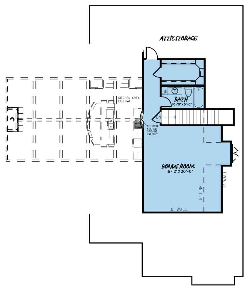 House Plan MEN 5052 Upper Floor/Bonus Room