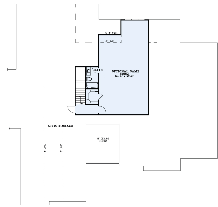 House Plan NDG 1410 Upper Floor/Bonus Room